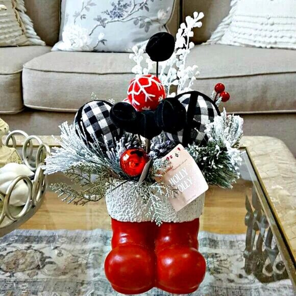 NEW! FARMHOUSE Winter "Santa's BOOT" FLORAL DECOR - Picture 1 of 6